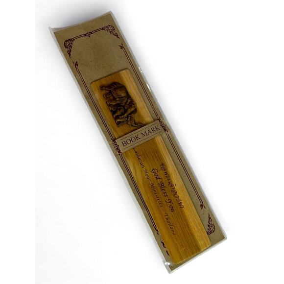 Wooden Elephant Bookmark New Thailand God Bless You Lutheran Thailand - Picture 1 of 5